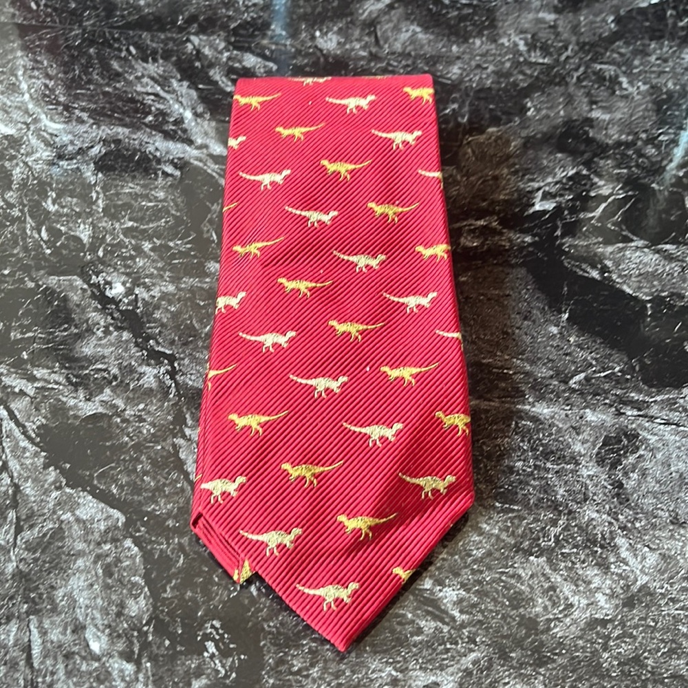 Silk Ben Silver Dinosaur Tie